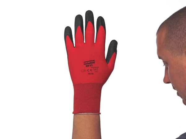 PVC Coated Gloves, 3/4 Dip Coverage, Red, L, PR