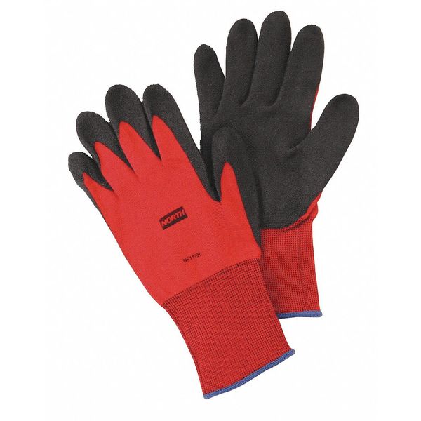 Foam Nitrile Coated Gloves, NorthFlex Red, Palm Coverage, Abrasion Level 4, Red/Gray, L, 1 Pair