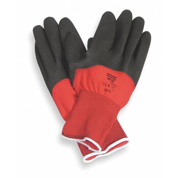 PVC Coated Gloves, 3/4 Dip Coverage, Red, XL, PR