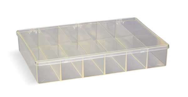 Compartment Box with 6 compartments, Plastic, 2 13/16 in H x 8-1/2 in W