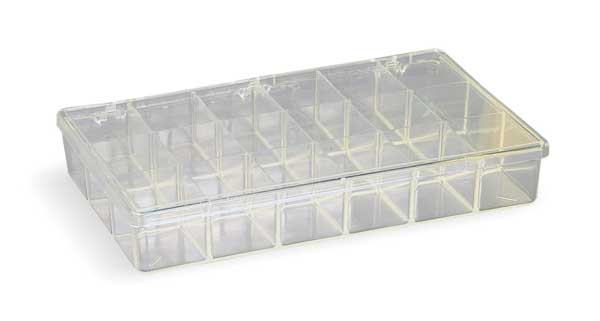 Compartment Box with 18 compartments, Plastic, 1 13/16 in H x 6-3/16 in W