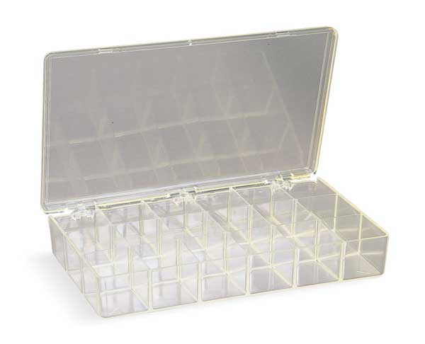 Compartment Box with 18 compartments, Plastic, 1 13/16 in H x 6-3/16 in W