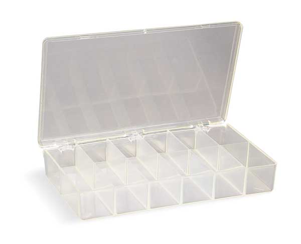 Compartment Box with 12 compartments, Plastic, 1 13/16 in H x 6-3/16 in W