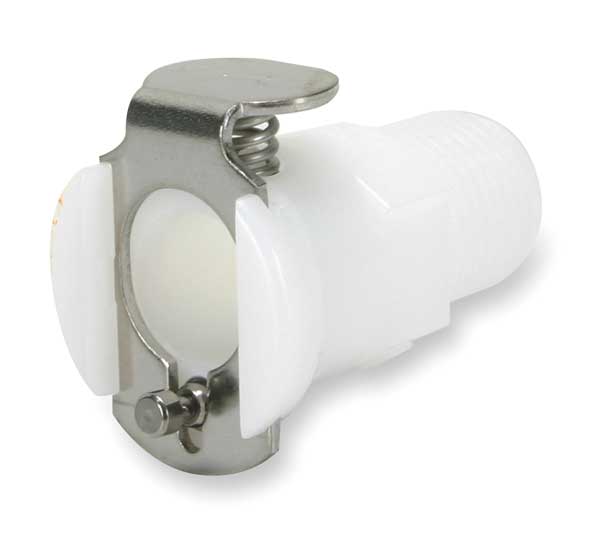 Inline Coupler, Acetal, Shut-Off, MNPT