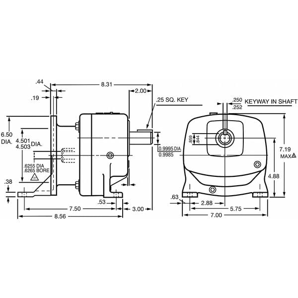 Speed Reducer, C-Face, 56C, 19:1