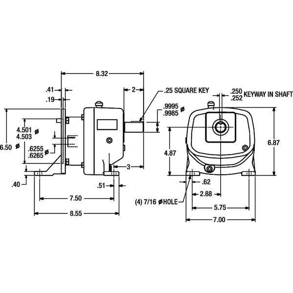 Speed Reducer, C-Face, 56C, 19:1