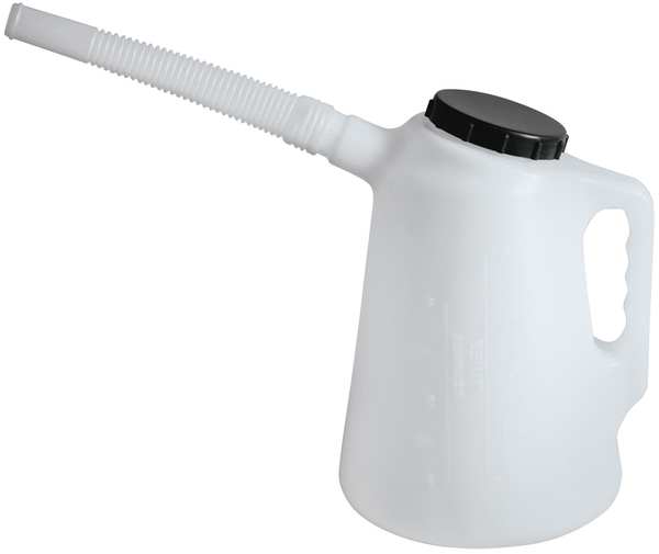 Flexible Spout Measure, 5 Quart/5 Liter Capacity, High Density Polyethylene, 8 in Spout Length