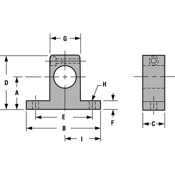 Shaft Support, 0.250 In Bore, 1.050 In H