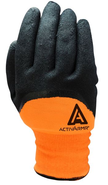 Hi-Vis Cut Resistant Coated Gloves, A2 Cut Level, Nitrile, 11, 1 PR
