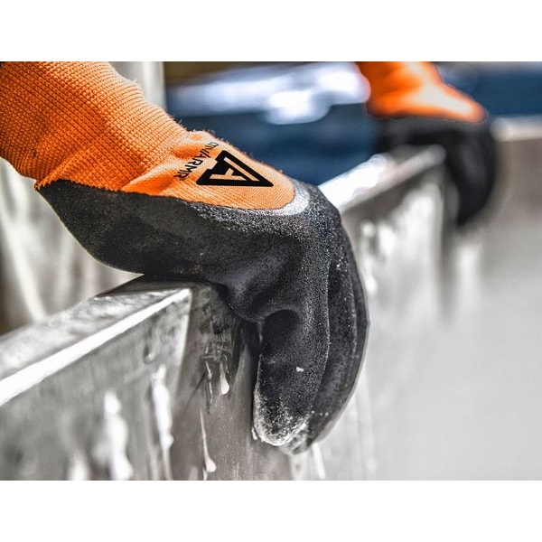 Hi-Vis Cut Resistant Coated Gloves, A2 Cut Level, Nitrile, 10, 1 PR
