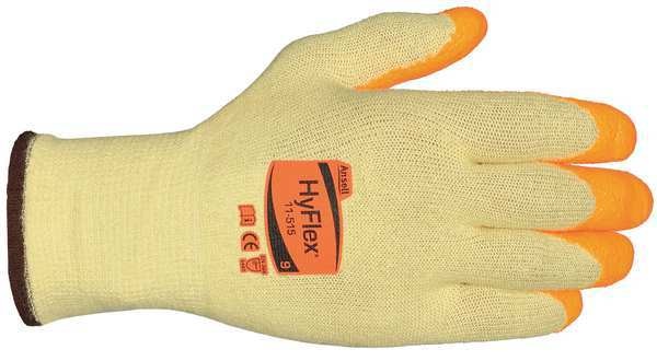 Hi-Vis Cut Resistant Coated Gloves, A5 Cut Level, Nitrile, L, 1 PR