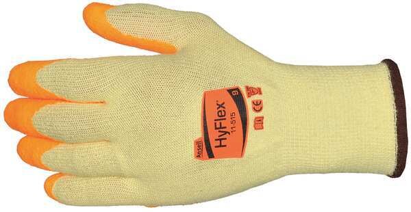 Hi-Vis Cut Resistant Coated Gloves, A5 Cut Level, Nitrile, M, 1 PR