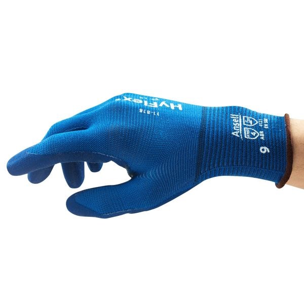 Foam Nitrile Coated Gloves, Palm Coverage, Blue, 6, PR