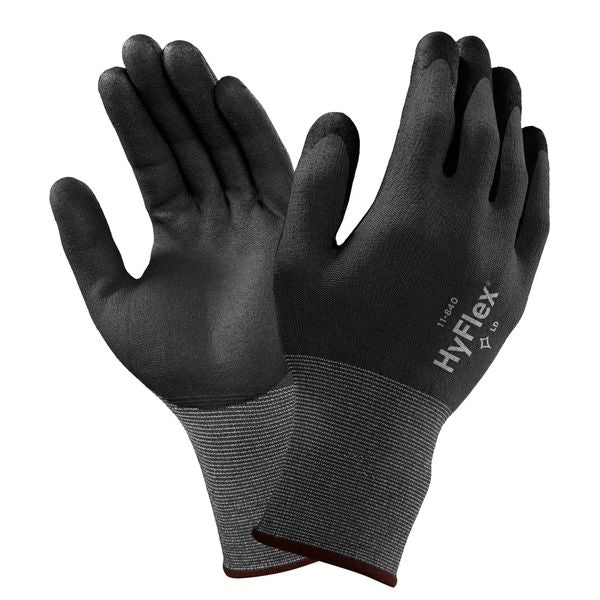Foam Nitrile Coated Gloves, Palm Coverage, Black/Gray, 6, PR