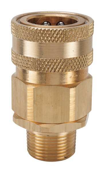 Hydraulic Quick Connect Hose Coupling, Brass Body, Sleeve Lock, 1/2