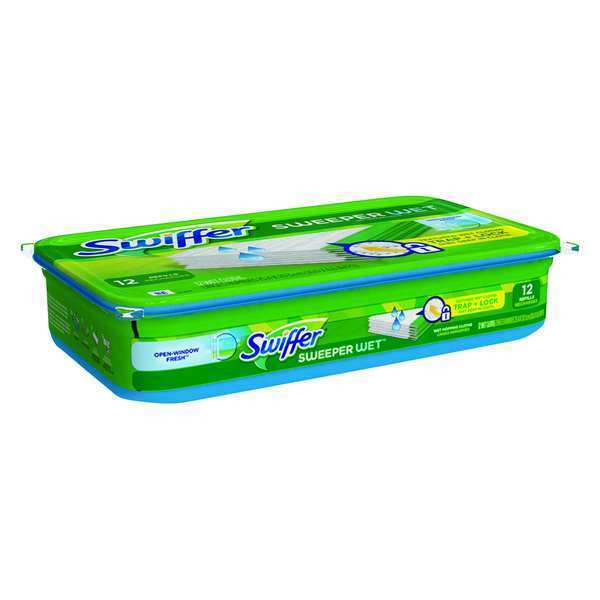 10 in L Swiffer Wet Cloths, Green/White, Synthetic, PK12