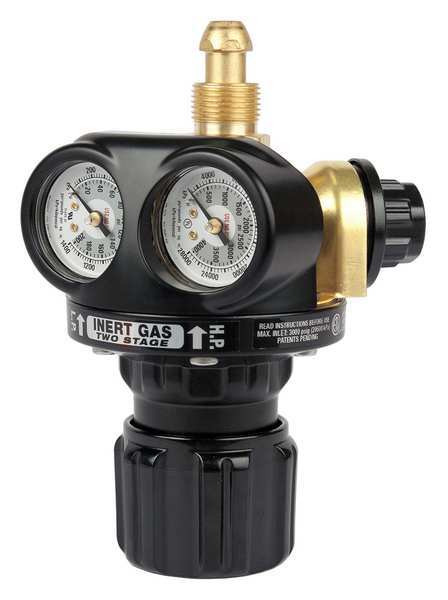 Gas Regulator, Two Stage, CGA-580, 10 to 200 psi, Use With: Argon, Helium, Nitrogen