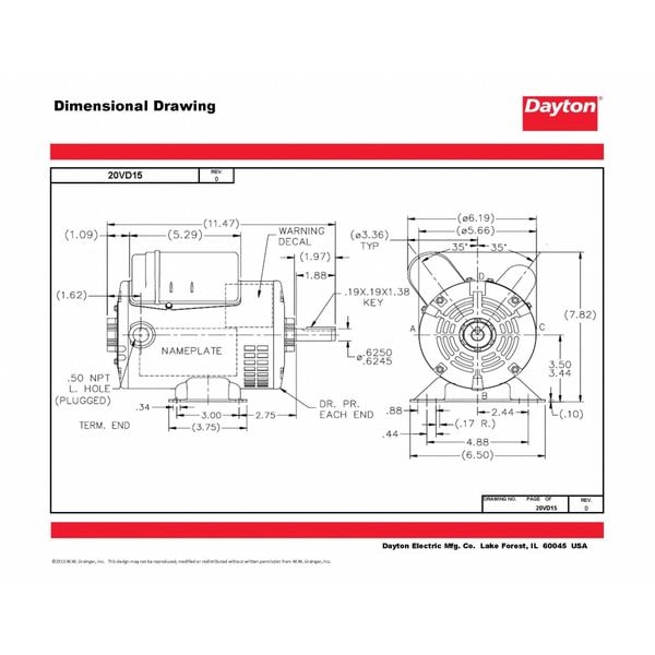 Capacitor-Start/Run General Purpose Motor, 3/4 HP, 115/208-230V AC Voltage, 56 Frame