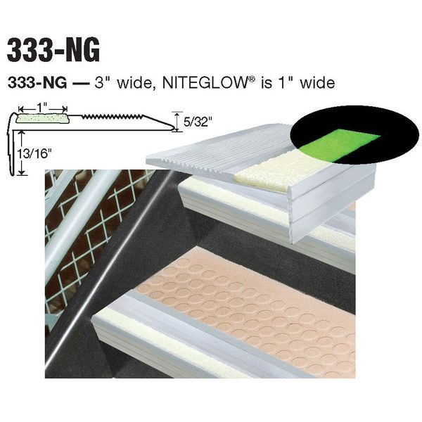 Stair Tread Cover, 36in W, Extruded Alum