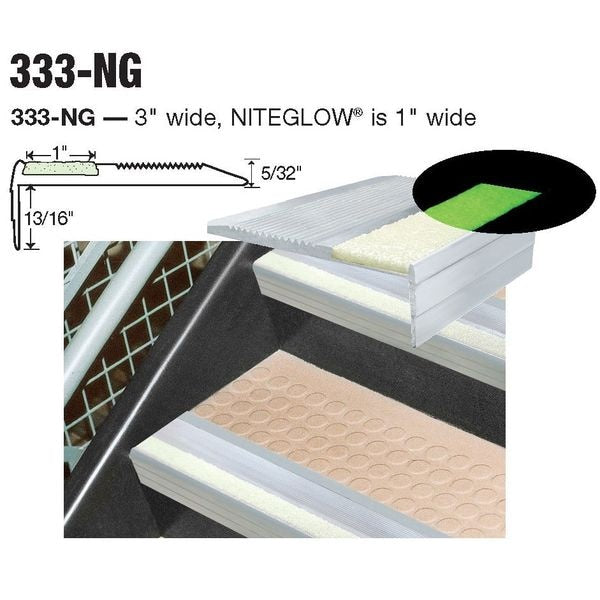 Stair Tread Cover, 48in W, Extruded Alum