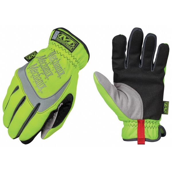 Hi-Vis Mechanics Gloves, S, Yellow, Anatomically Designed Two-Piece, Trekdry(R)