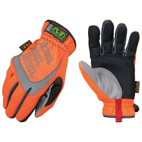 Hi-Vis Mechanics Gloves, L, Yellow, Anatomically Designed Two-Piece Palm, Trekdry(R)