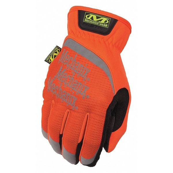 Hi-Vis Mechanics Gloves, L, Yellow, Anatomically Designed Two-Piece Palm, Trekdry(R)