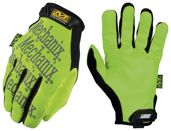 Hi-Vis Mechanics Gloves, L, Yellow, Synthetic Leather, Trekdry(R)