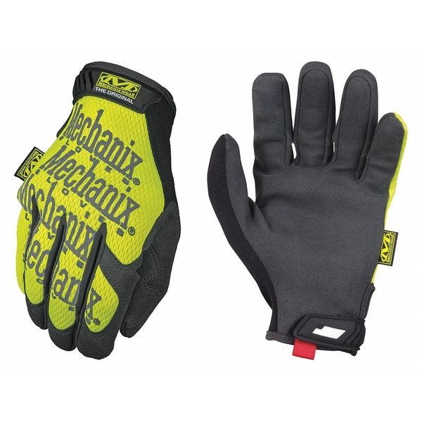 Hi-Vis Mechanics Gloves, M, Yellow, Synthetic Leather, Trekdry(R)