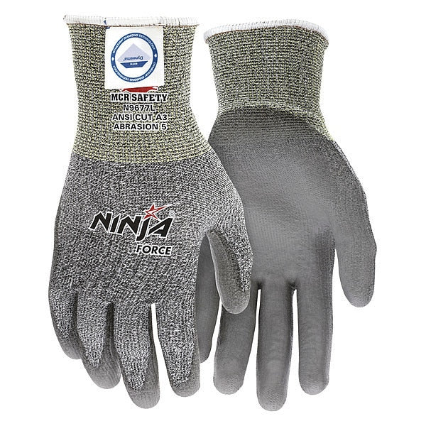 Cut Resistant Coated Gloves, A3 Cut Level, Polyurethane, S, 1 PR