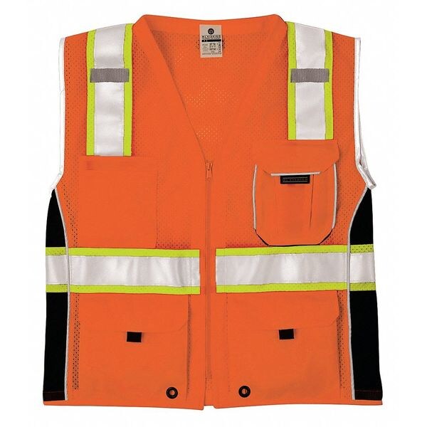 4X Black Panels Safety Vest, Orange