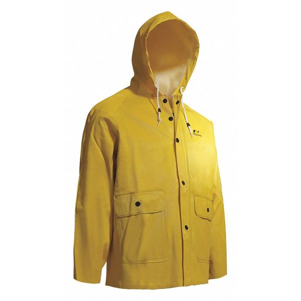 Rain Coat with Attached Hood, Yellow, XL