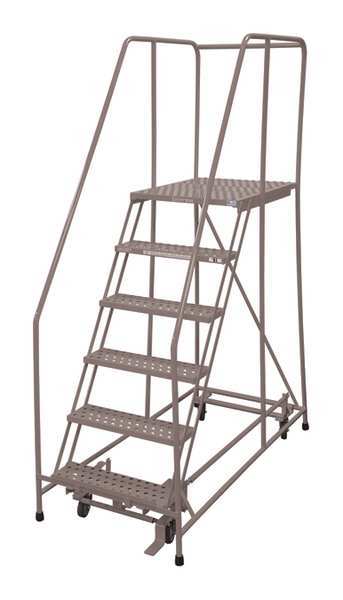 90 in H Steel Rolling Ladder, 6 Steps