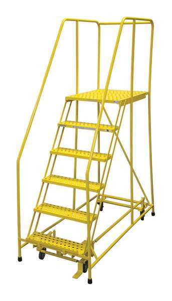 90 in H Steel Rolling Ladder, 6 Steps