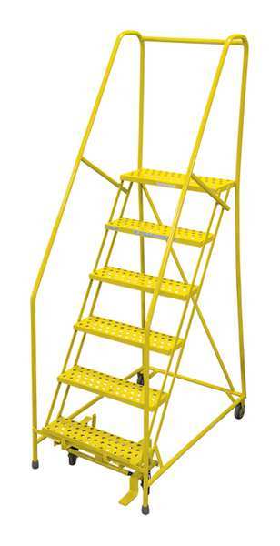 90 in H Steel Rolling Ladder, 6 Steps