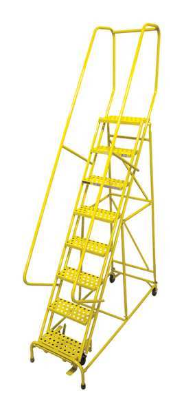 110 in H Steel Rolling Ladder, 8 Steps