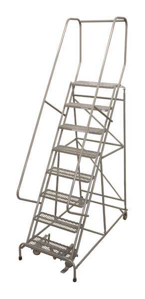 110 in H Steel Rolling Ladder, 8 Steps