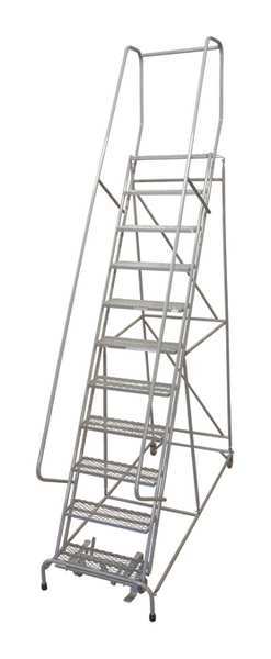 140 in H Steel Rolling Ladder, 11 Steps