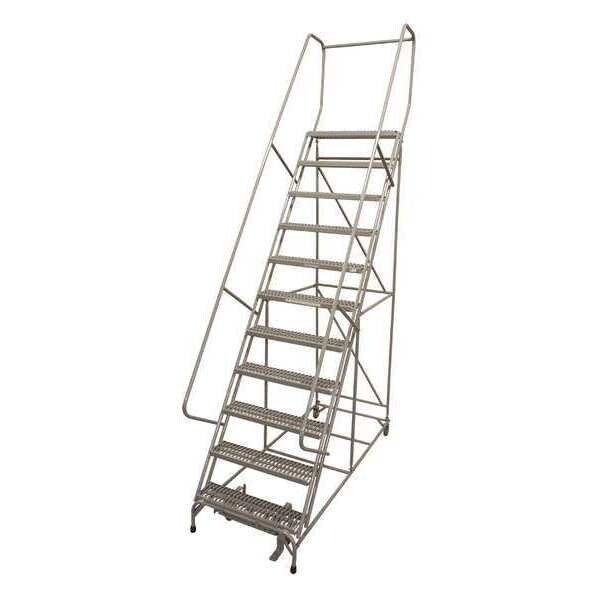 140 in H Steel Rolling Ladder, 11 Steps