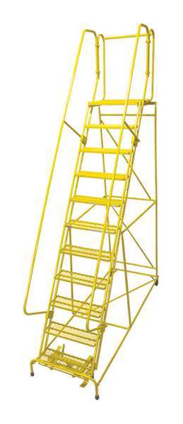 140 in H Steel Rolling Ladder, 11 Steps