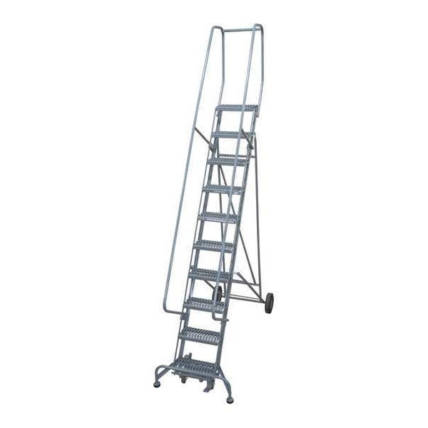 140 in H Steel Rolling Ladder, 11 Steps