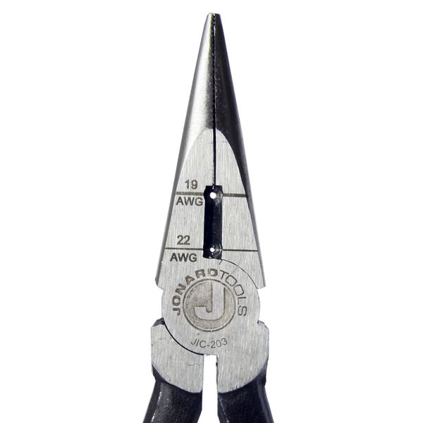 6 3/4 in Jonard's Long Nose Plier, Side Cutter Ergonomic With Dipped Plastic Grips Handle
