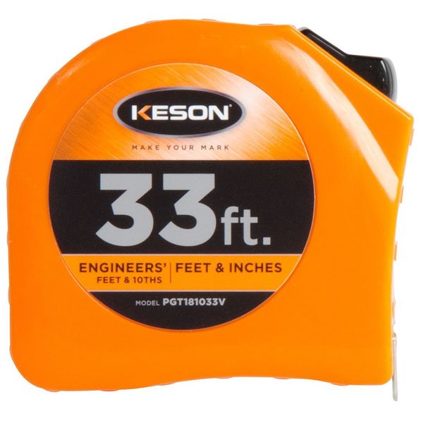 33 ft Engineer's Tape Measure, 1 in Blade