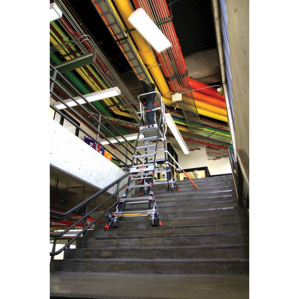 8 to 14 ft Fiberglass Adjustable Safety Cage Platform Stepladder