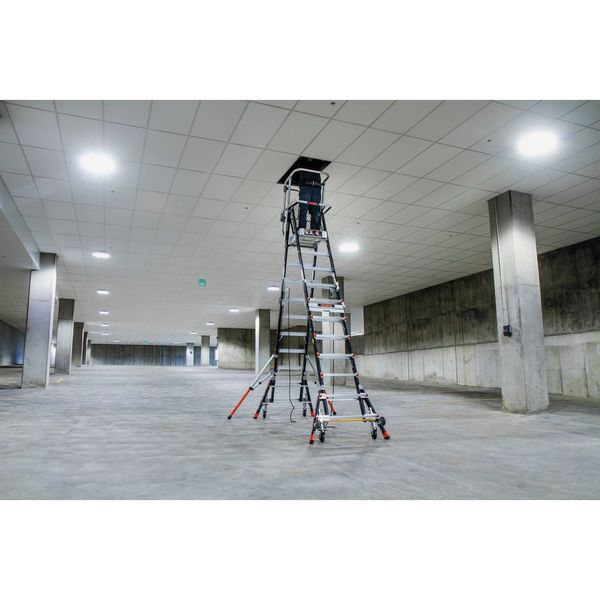 5 to 9 ft Fiberglass Adjustable Safety Cage Platform Stepladder