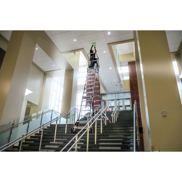 5 to 9 ft Fiberglass Adjustable Safety Cage Platform Stepladder