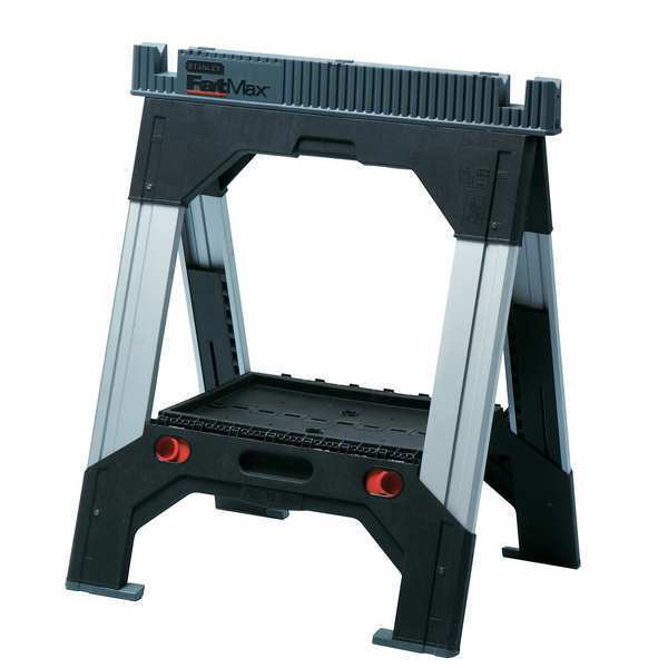 Adjustable Folding Sawhorse, Adj Height, Plastic, 2 1/8 in Overall Wd, 32 in to 39 in, 2500 lb Cap