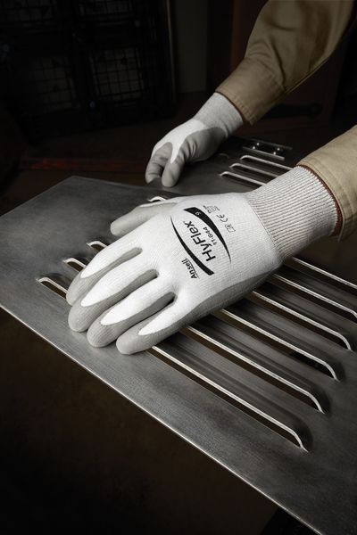 Hyflex Cut-Resistant Coated Gloves, A2 Cut, Dipped, Polyurethane, Gray, Medium (Size 8), 1 Pair