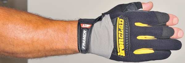 Mechanics Gloves, L, Black, Single Layer Seamless with Sewn Duraclad(TM) Patches