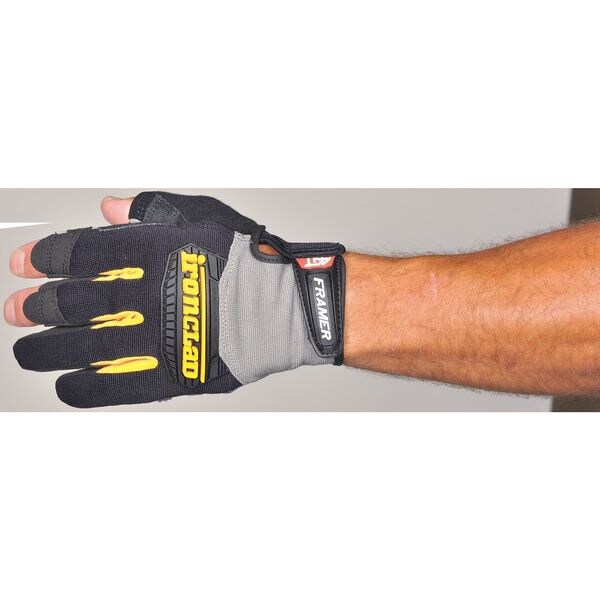 Mechanics Gloves, 2XL, Black, Ribbed Stretch Nylon